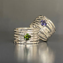 Load image into Gallery viewer, Silver Wave Ring — With Precious Gemstones