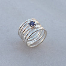 Load image into Gallery viewer, Silver Wave Ring — With Precious Gemstones