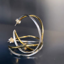 Load image into Gallery viewer, Handmade hoop earrings in silver and bronze