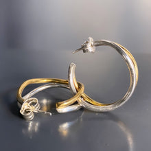 Load image into Gallery viewer, handmade earrings made out of sterling silver and brass small size