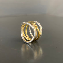 Load image into Gallery viewer, Handcrafted wave ring silver bronze