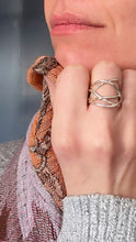 Load image into Gallery viewer, handmade large ring made out of sterling silver 925 shown worn