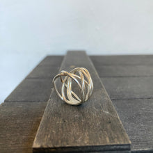 Load image into Gallery viewer, Handmade large silver ring made out of sterling silver wires