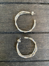 Load image into Gallery viewer, Handcrafted hoop earrings made out of sterling silver wire