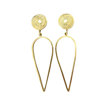 Load image into Gallery viewer, Long Silver Spiral Earrings – Handmade Modern Drop Earrings in Gold plated Sterling Silver