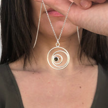 Load image into Gallery viewer, “Three faces of the moon” necklace with green tourmaline