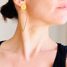 Load image into Gallery viewer, Long Silver Spiral Earrings – Handmade Modern Drop Earrings in Gold plated Sterling Silver
