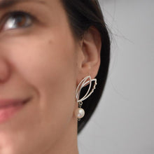 Load image into Gallery viewer, Tulip climbers in sterling silver with white pearls