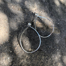 Load image into Gallery viewer, Variable Teardrop hoops in silver