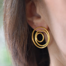 Load image into Gallery viewer, "Three faces of the Moon" earrings - gold-plated
