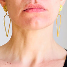 Load image into Gallery viewer, Long Silver Spiral Earrings – Handmade Modern Drop Earrings in Gold plated Sterling Silver