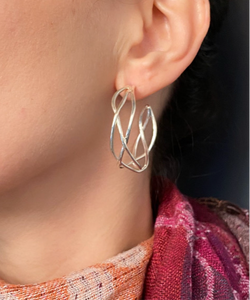 Silver tangle hoop earrings