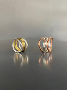 Wave ring in silver and copper