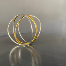 Load image into Gallery viewer, Silver and Brass Double Wave Bracelet