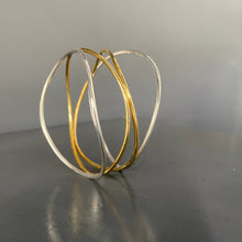 Load image into Gallery viewer, Silver and Brass Double Wave Bracelet
