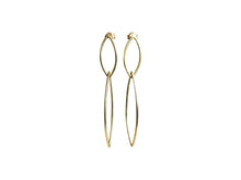 Load image into Gallery viewer, Gold dangle handmade silver earrings on a white background