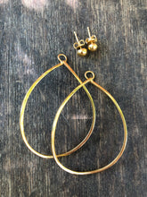 Load image into Gallery viewer, Variable Teardrop hoops in gold plated silver