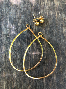 Variable Teardrop hoops in gold plated silver