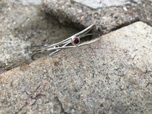 Load image into Gallery viewer, Silver wave bracelet with red garnets