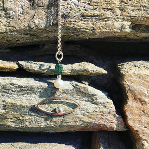 Evil eye tourmaline and pearl necklace