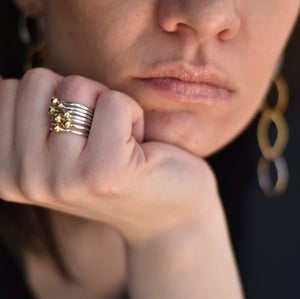 Stackable ring set in silver and brass
