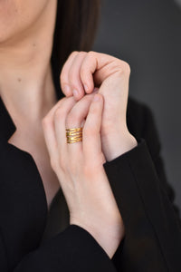 Wave ring in gold plated silver