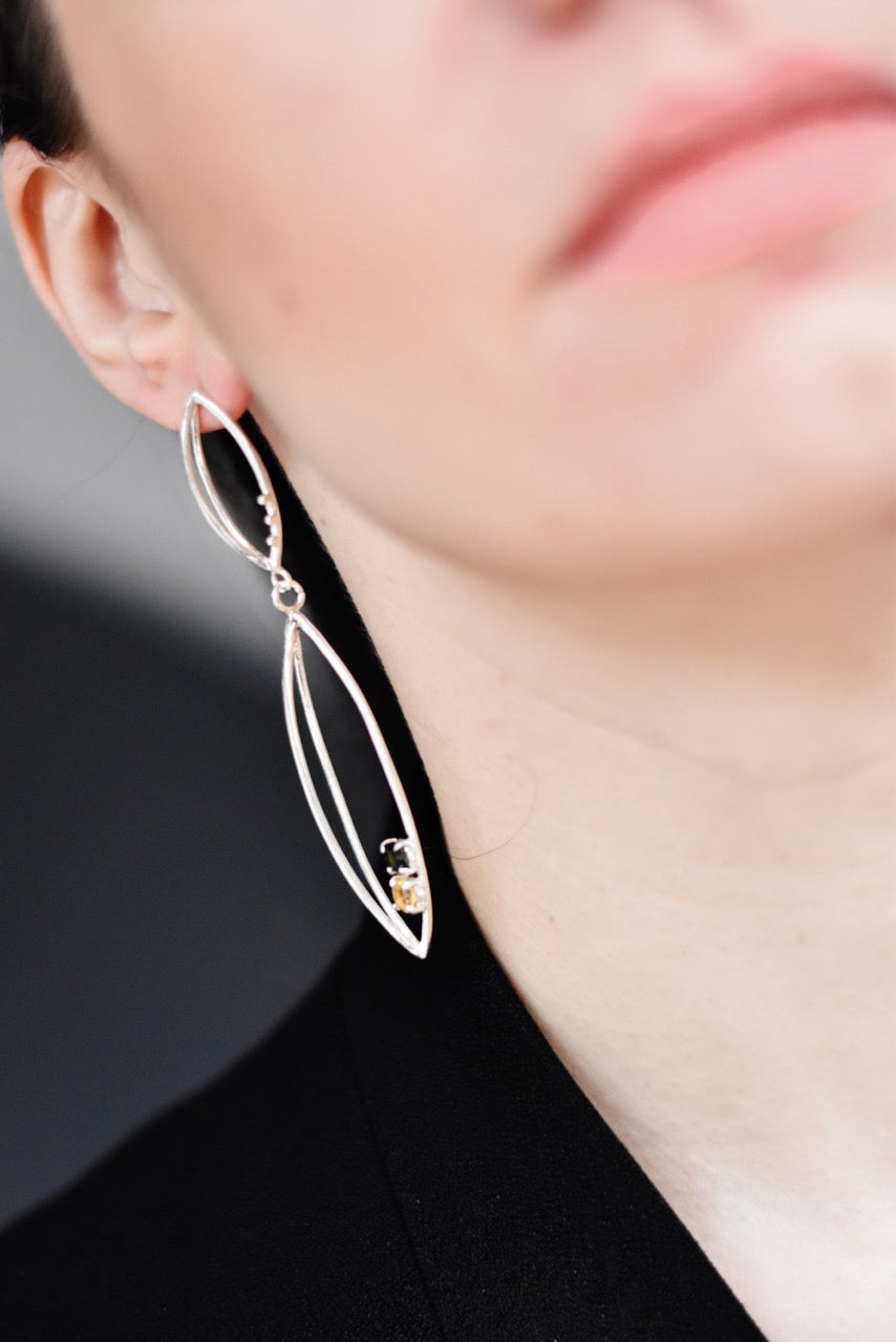 3d earrings with gemstones