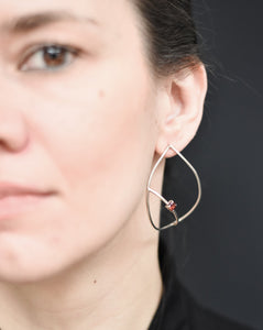 Silver Teardrop earrings with garnets