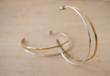 Load image into Gallery viewer, Large hoop earrings in silver and brass