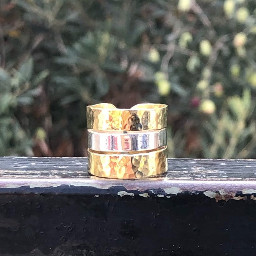 Bronze silver ring band