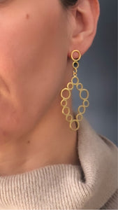 Large drop gold earrings handmade