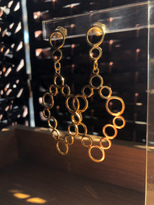 Large gold drop earrings handmade