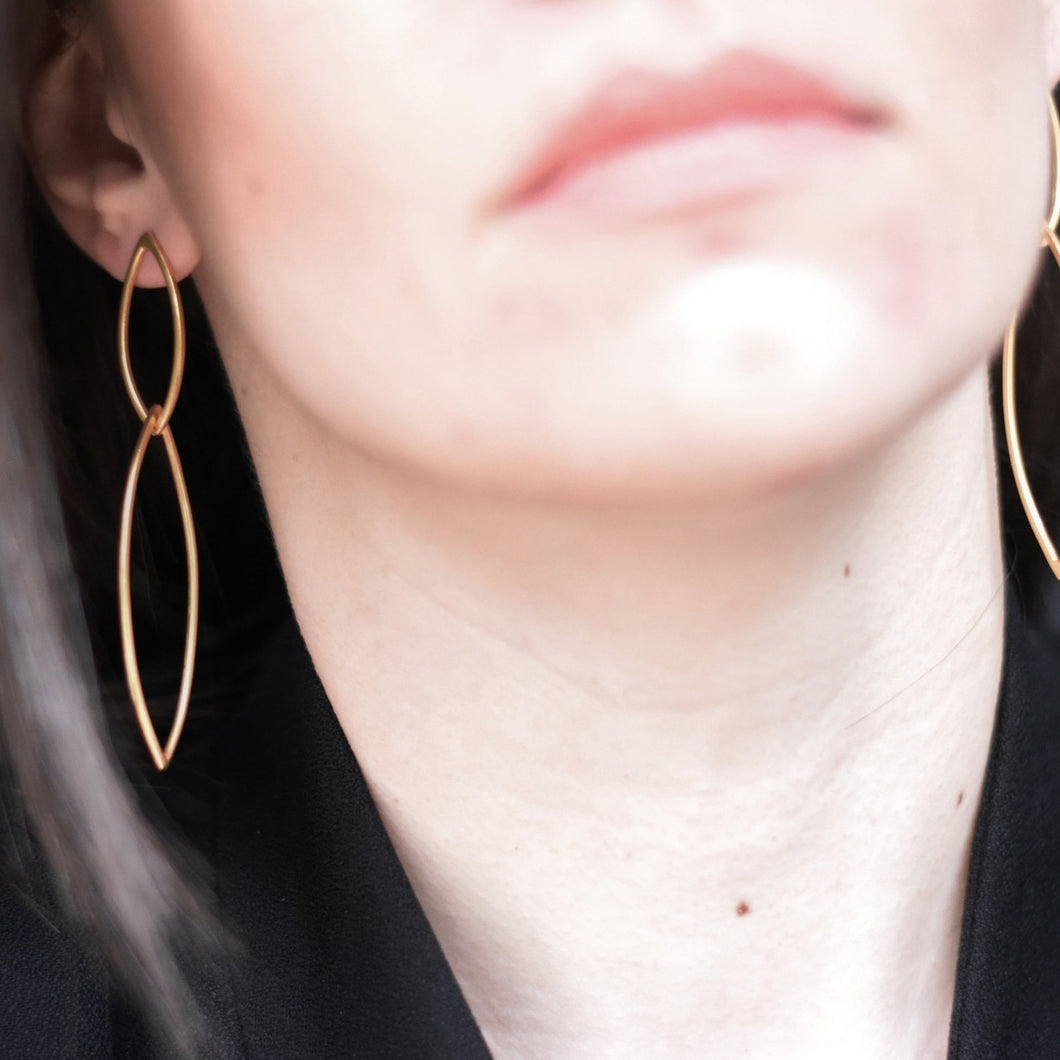 Rhombus earrings in gold-plated silver